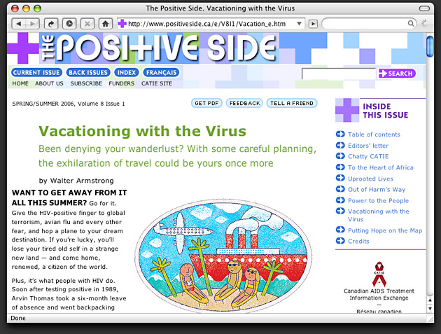Sample article page for The Positive Side website